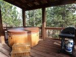 Big Bear Lodge back deck with hot tub and propane grill. 